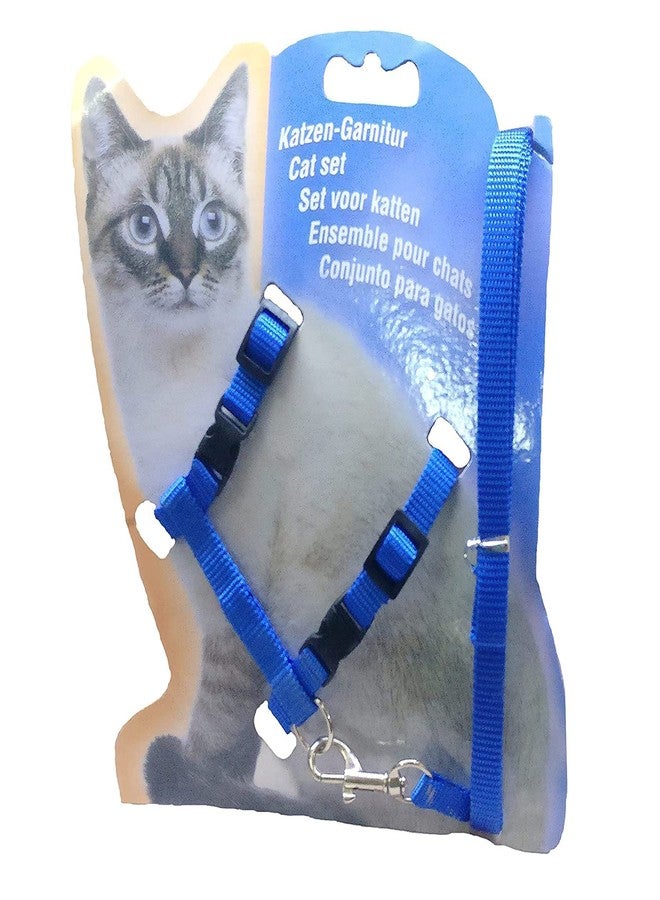 Pups&Pets طقم حزام وحزام مقود قابل للتعديل من النايلون للقطط الصغيرة من Pups&Pets - مناسب للمشي مع القطط الصغيرة - نايلون (أزرق) - Image 1